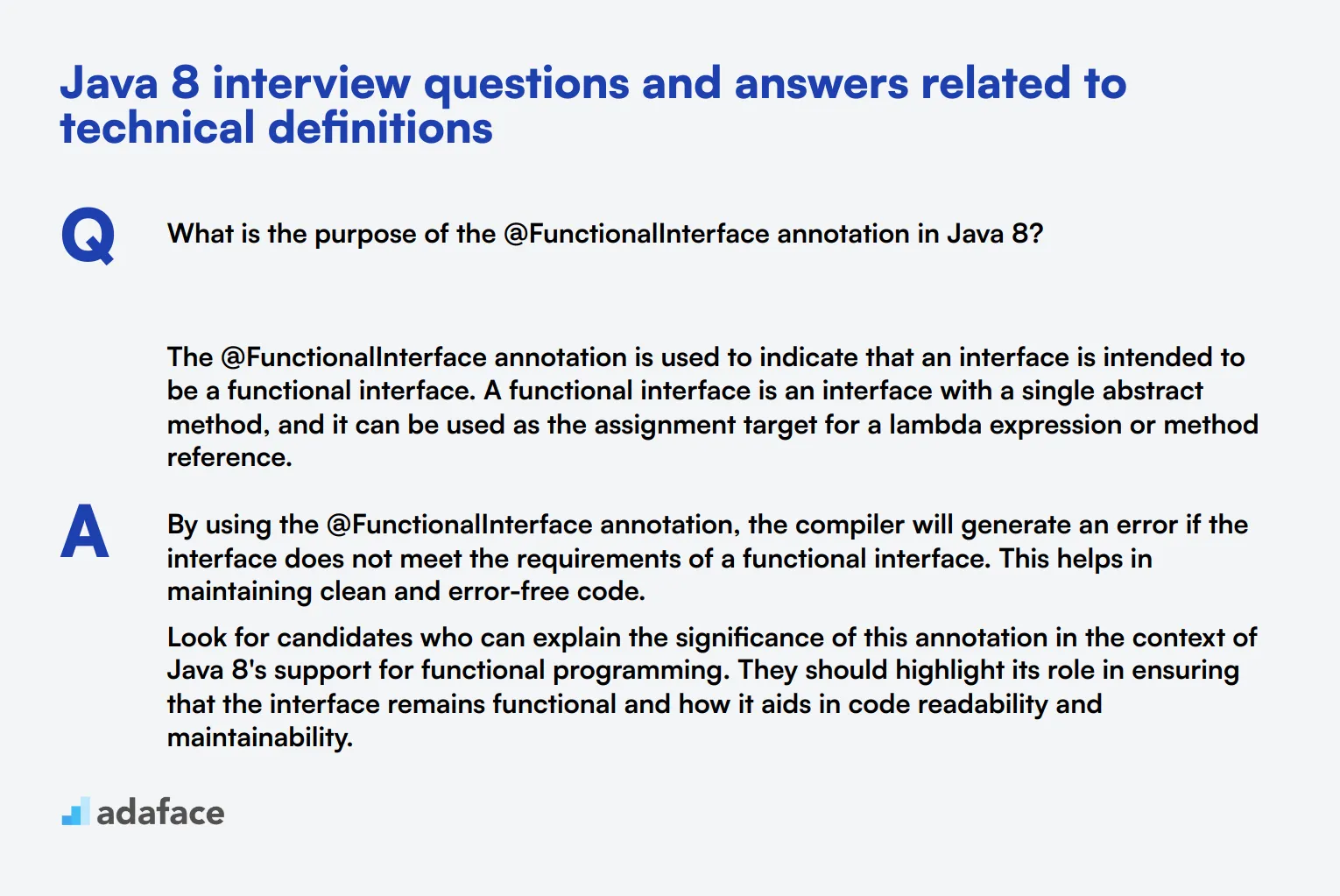 6 Java 8 interview questions and answers related to technical definitions