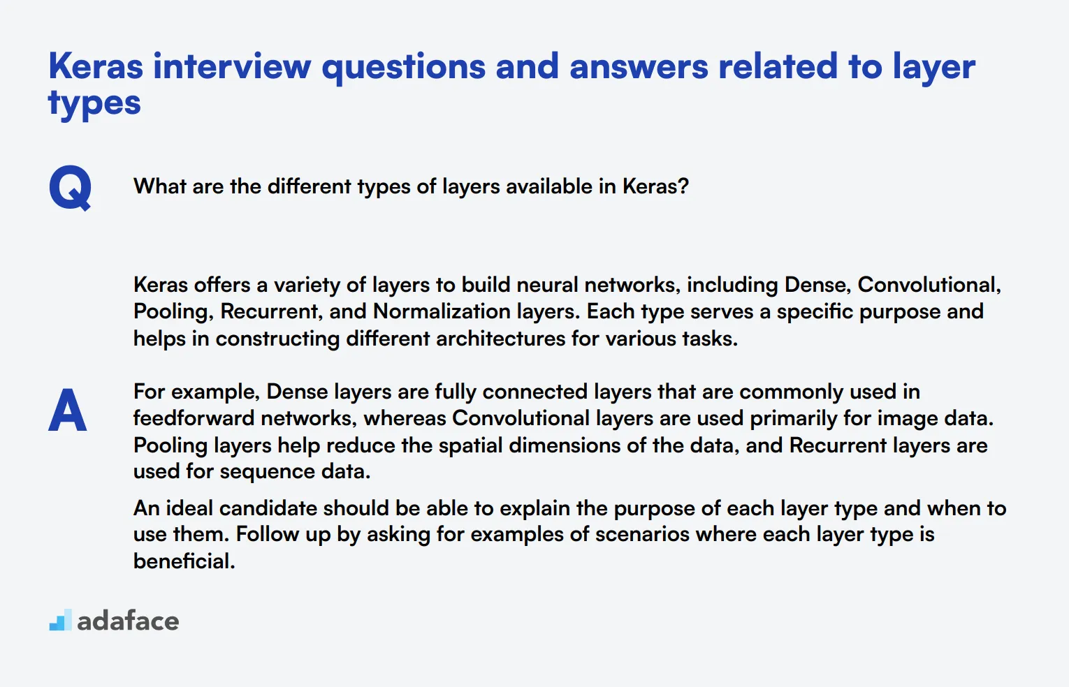 8 Keras interview questions and answers related to layer types