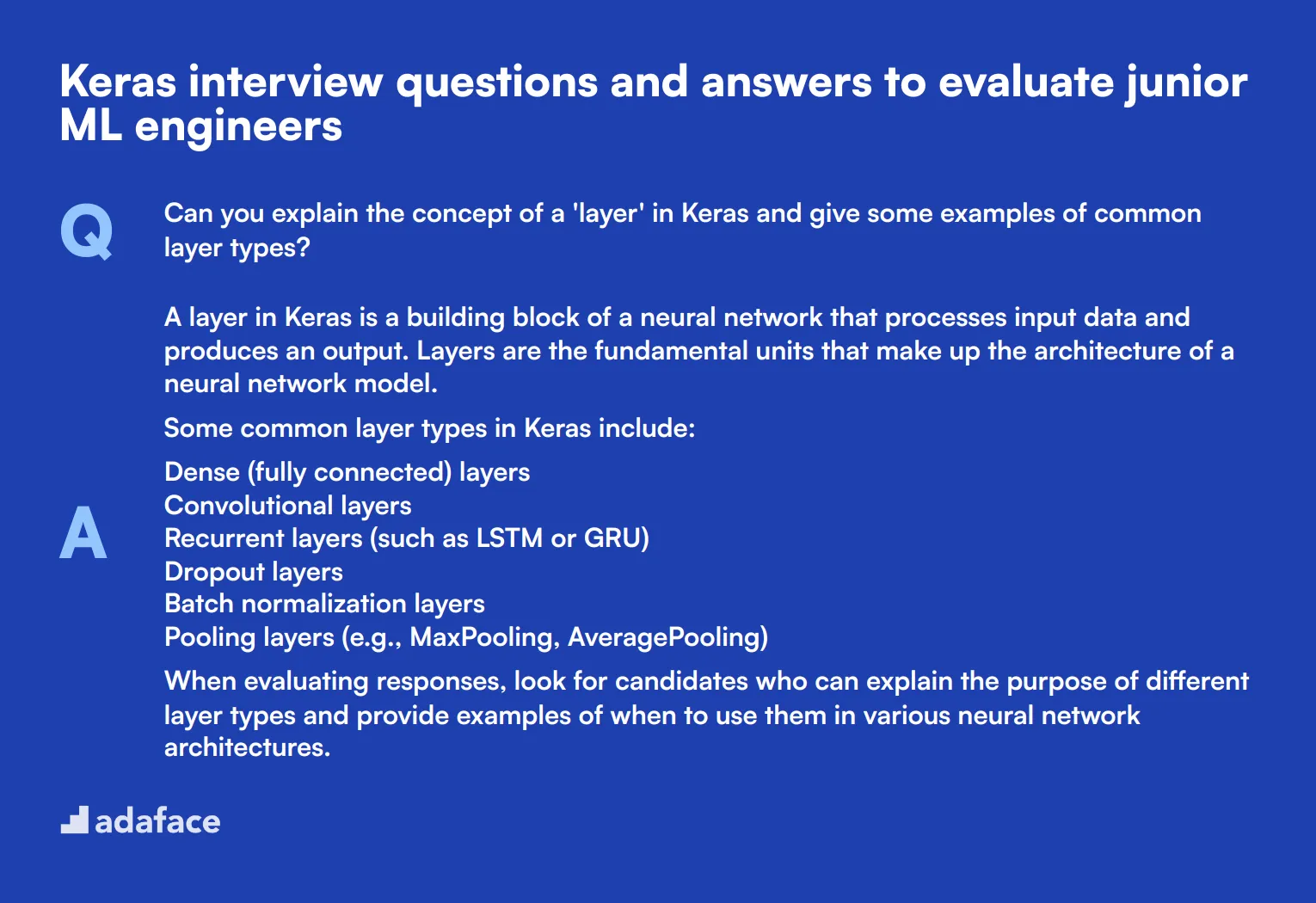 8 Keras interview questions and answers to evaluate junior ML engineers