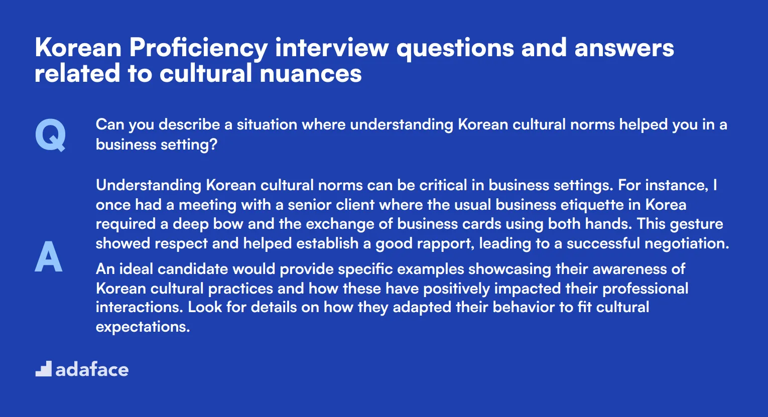 7 Korean Proficiency interview questions and answers related to cultural nuances