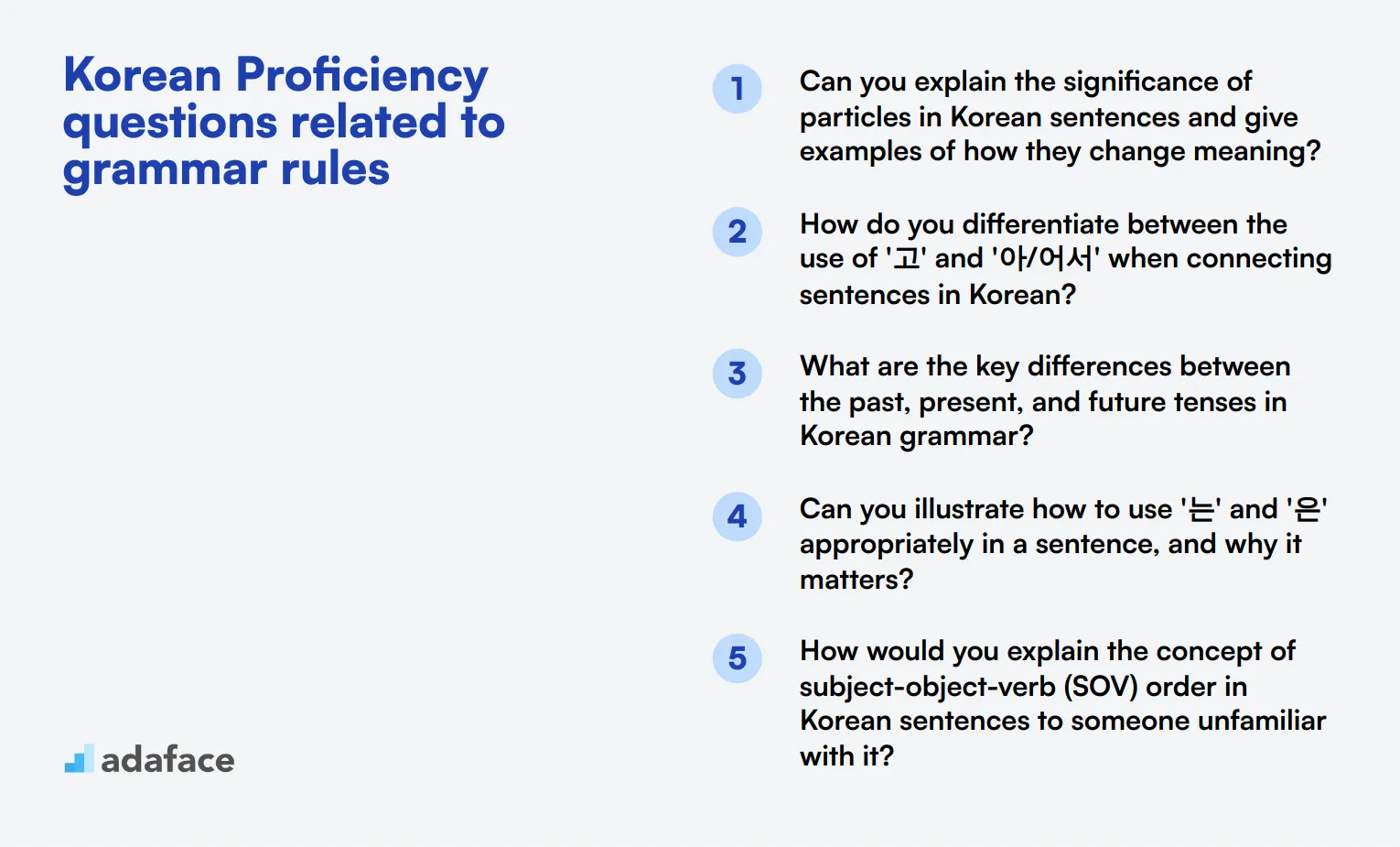 12 Korean Proficiency questions related to grammar rules