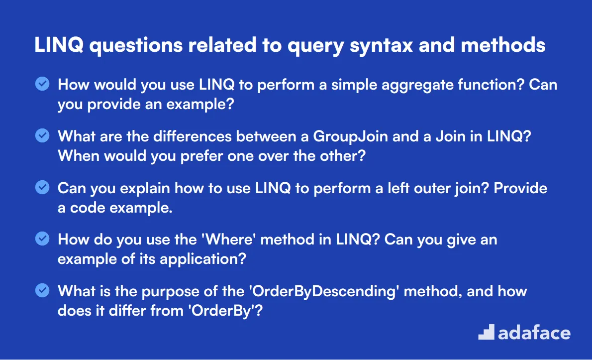 10 LINQ questions related to query syntax and methods