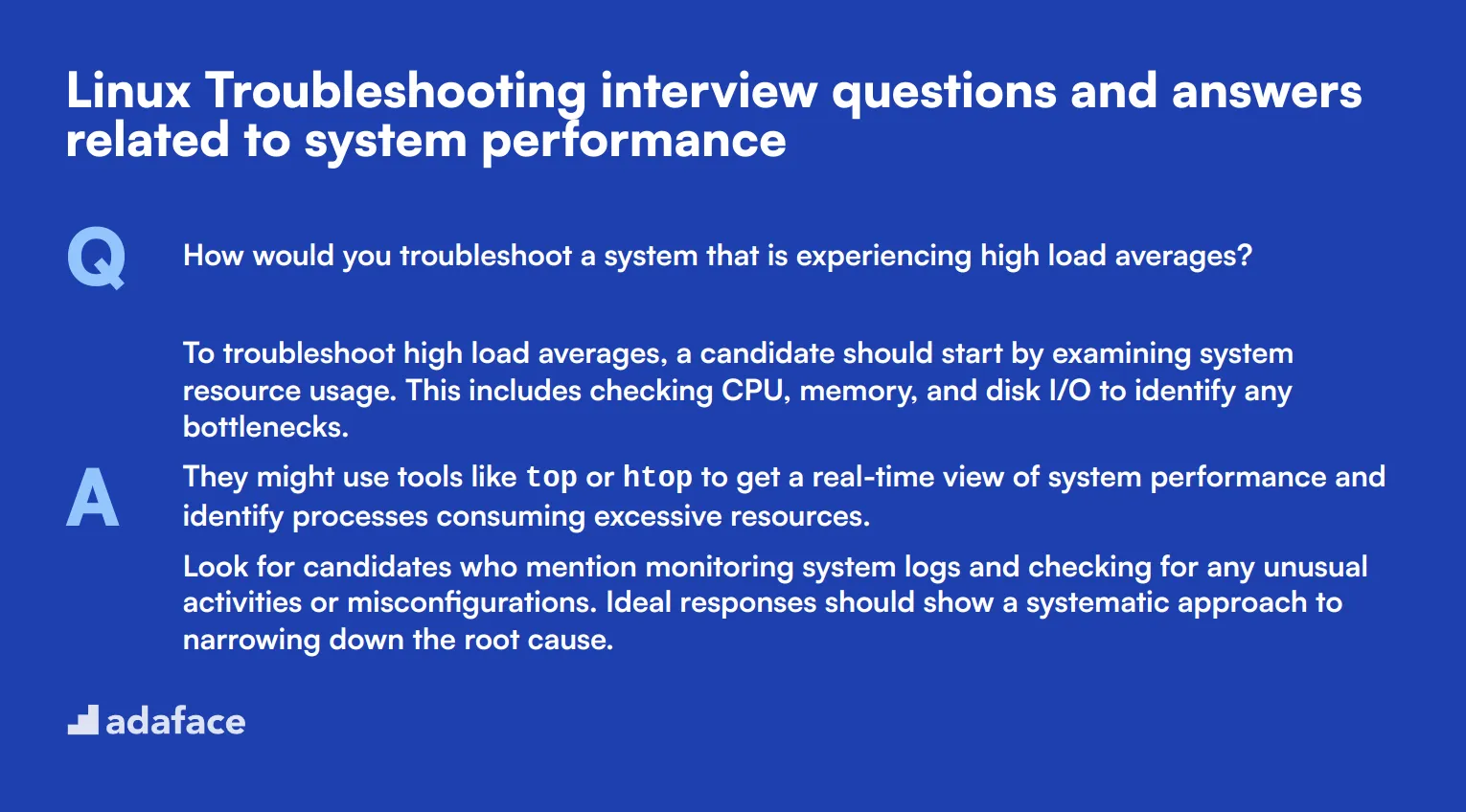 9 Linux Troubleshooting interview questions and answers related to system performance