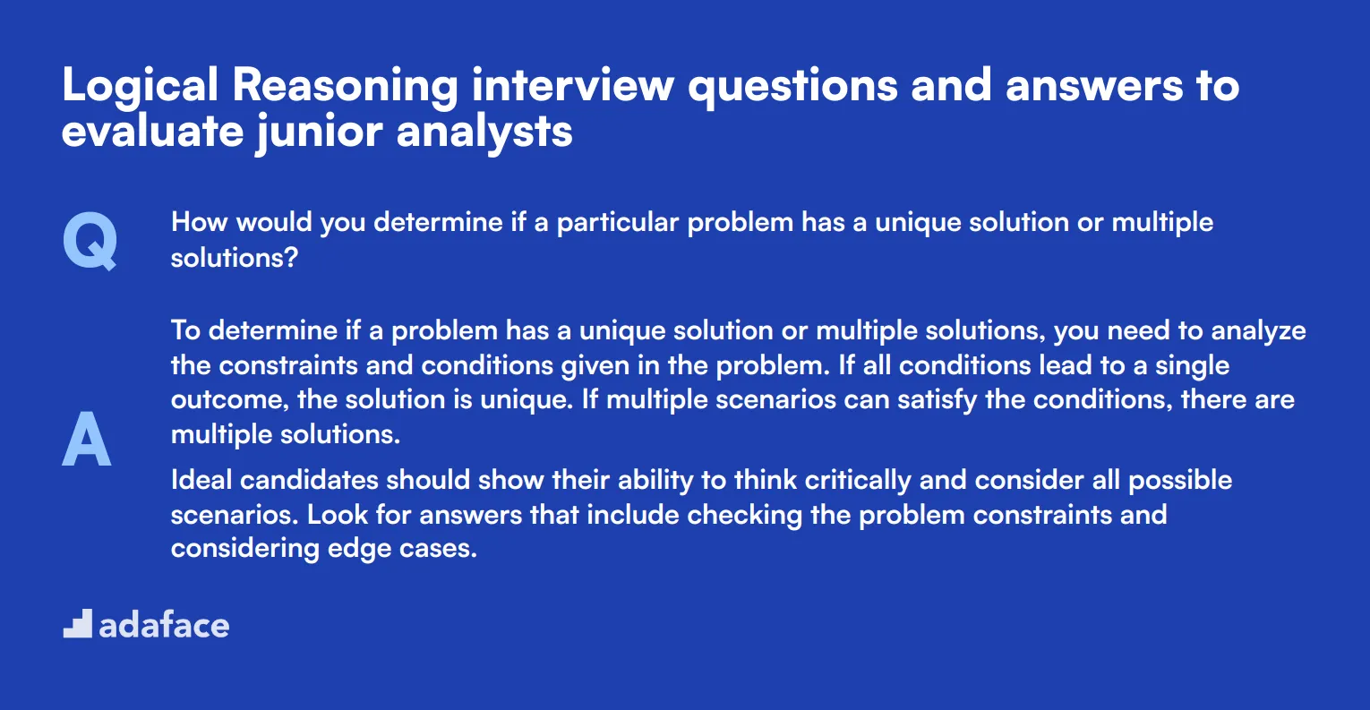 9 Logical Reasoning interview questions and answers to evaluate junior analysts