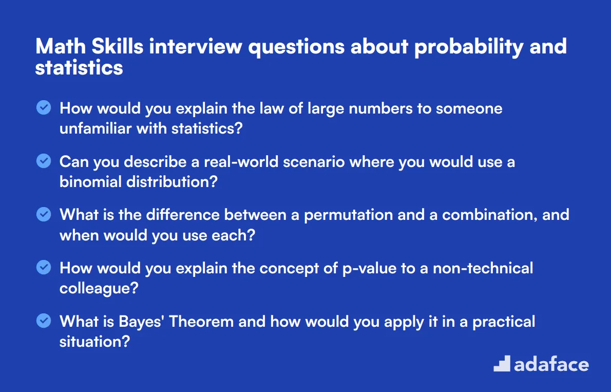 12 Math Skills interview questions about probability and statistics