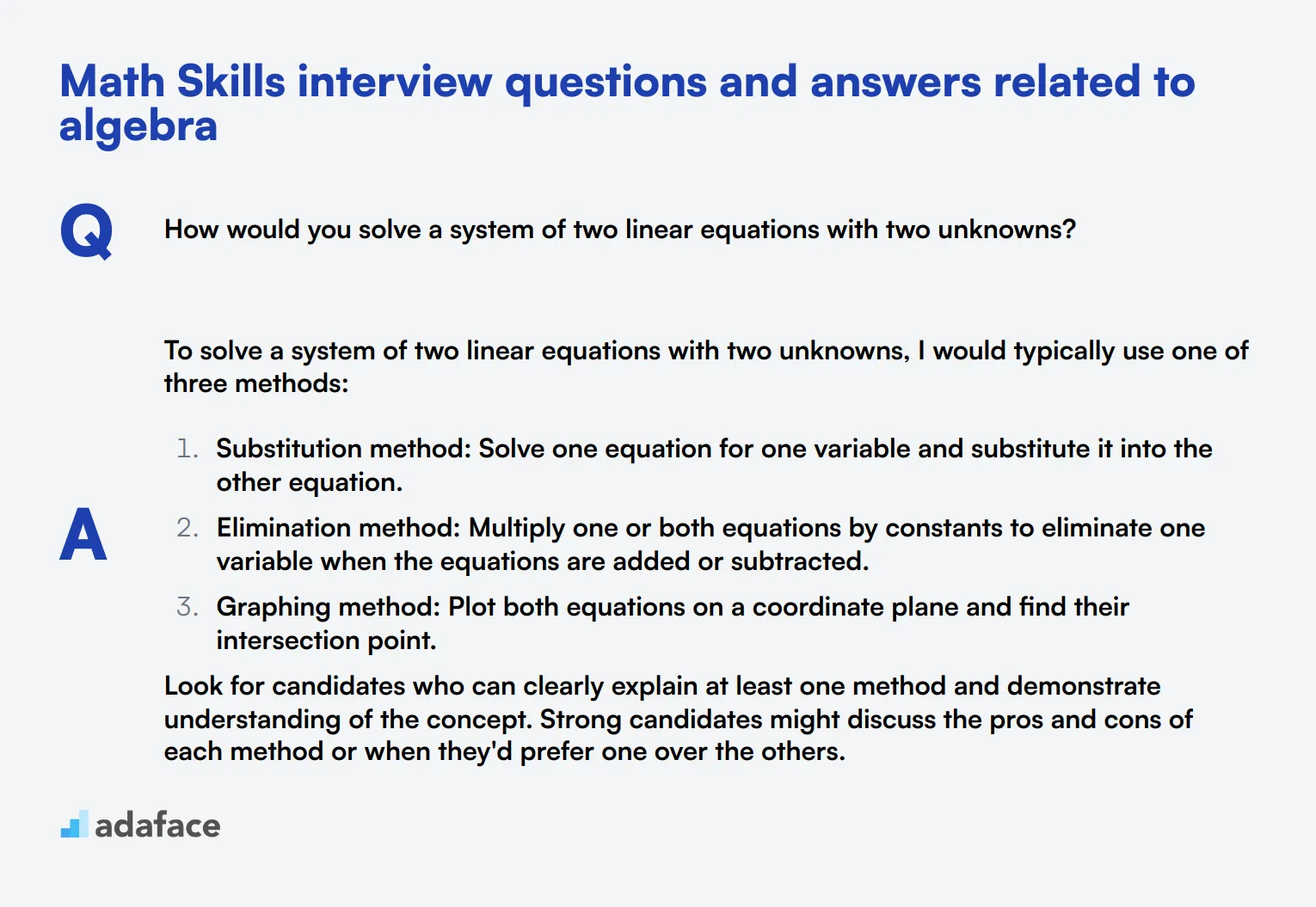 9 Math Skills interview questions and answers related to algebra