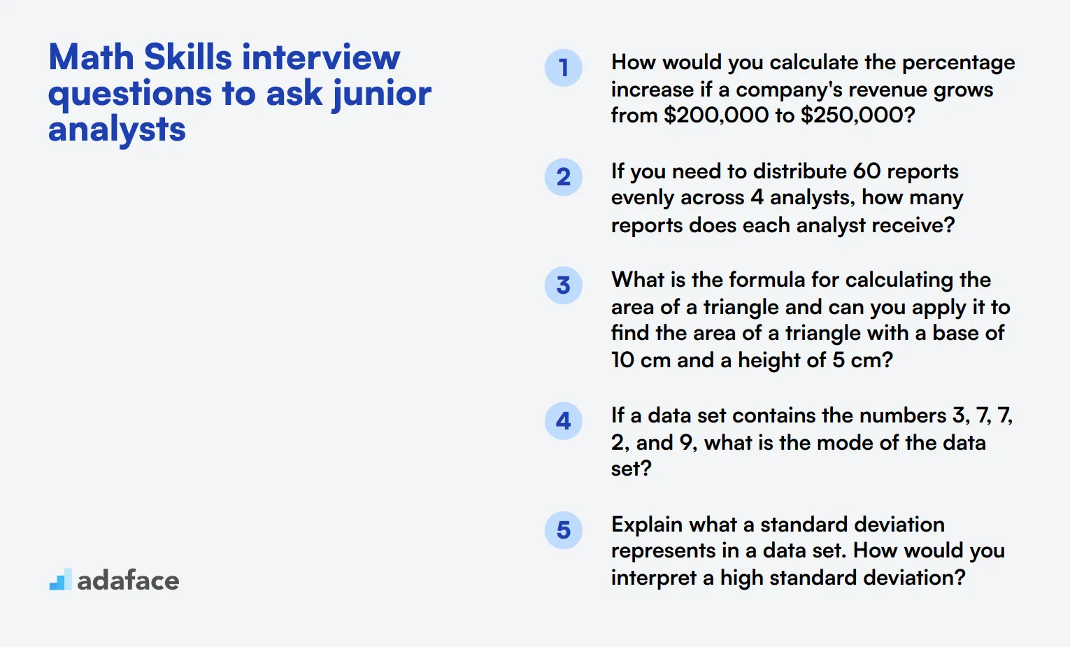 10 Math Skills interview questions to ask junior analysts