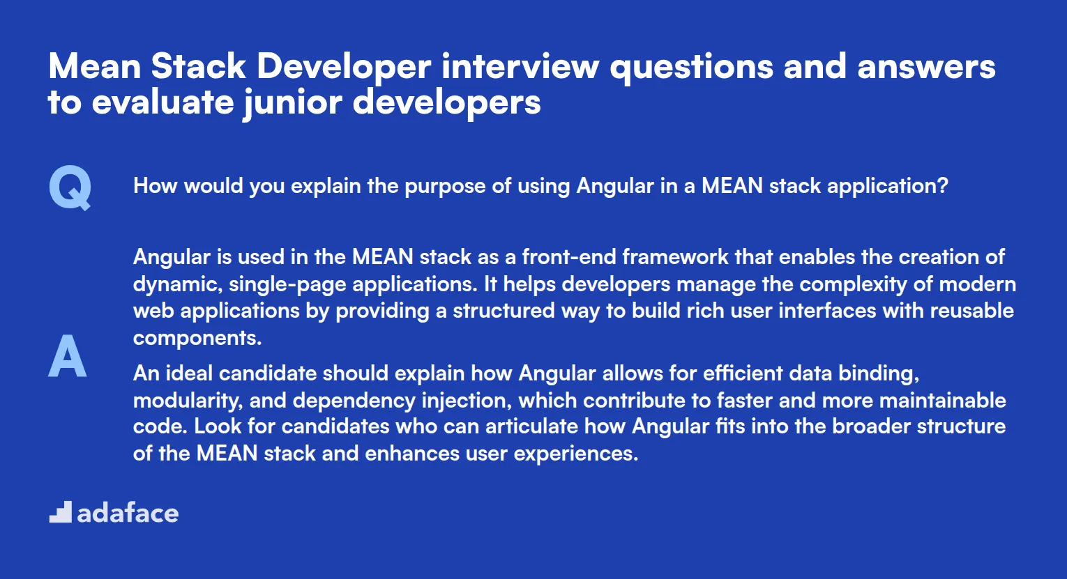 9 Mean Stack Developer interview questions and answers to evaluate junior developers