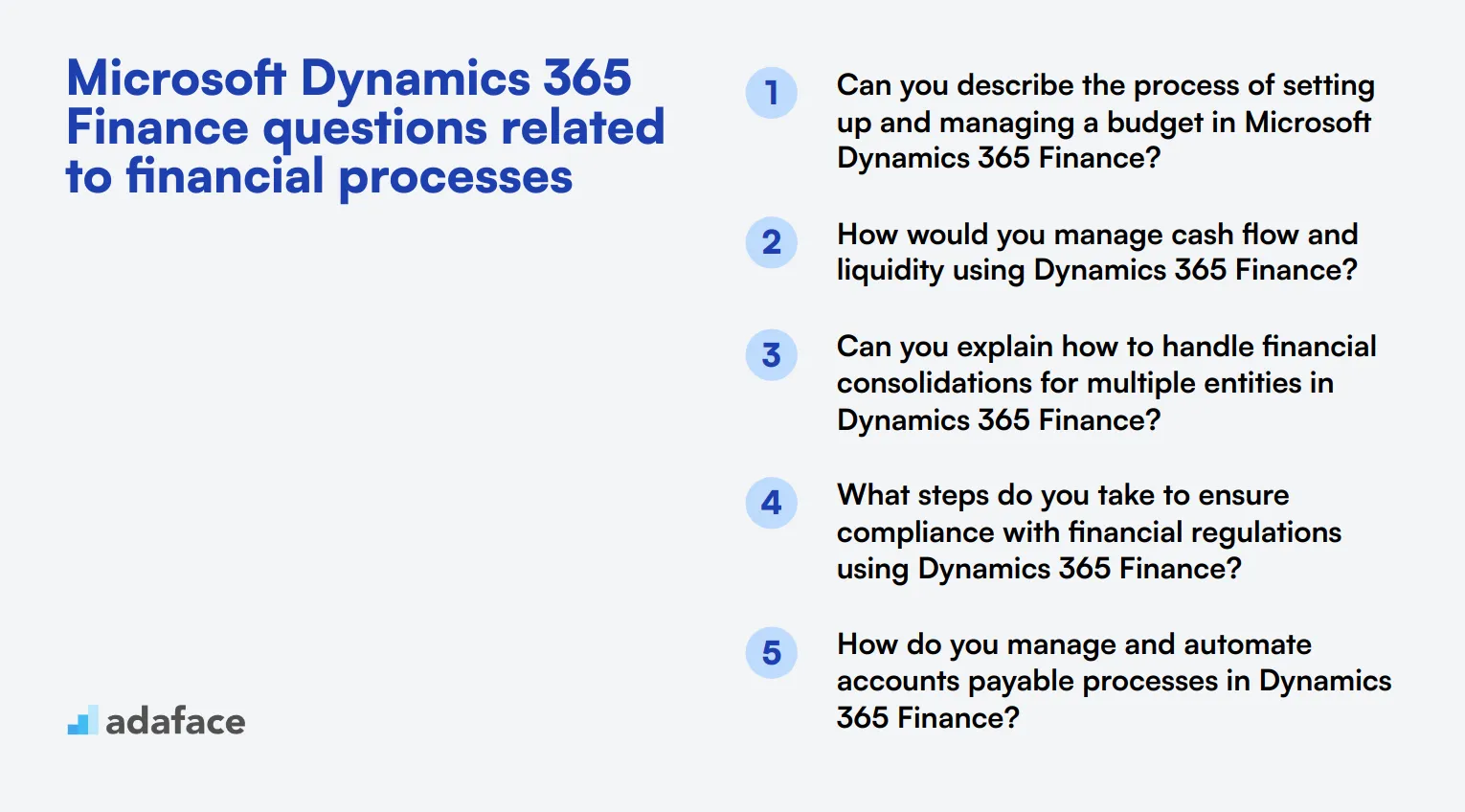 12 Microsoft Dynamics 365 Finance questions related to financial processes