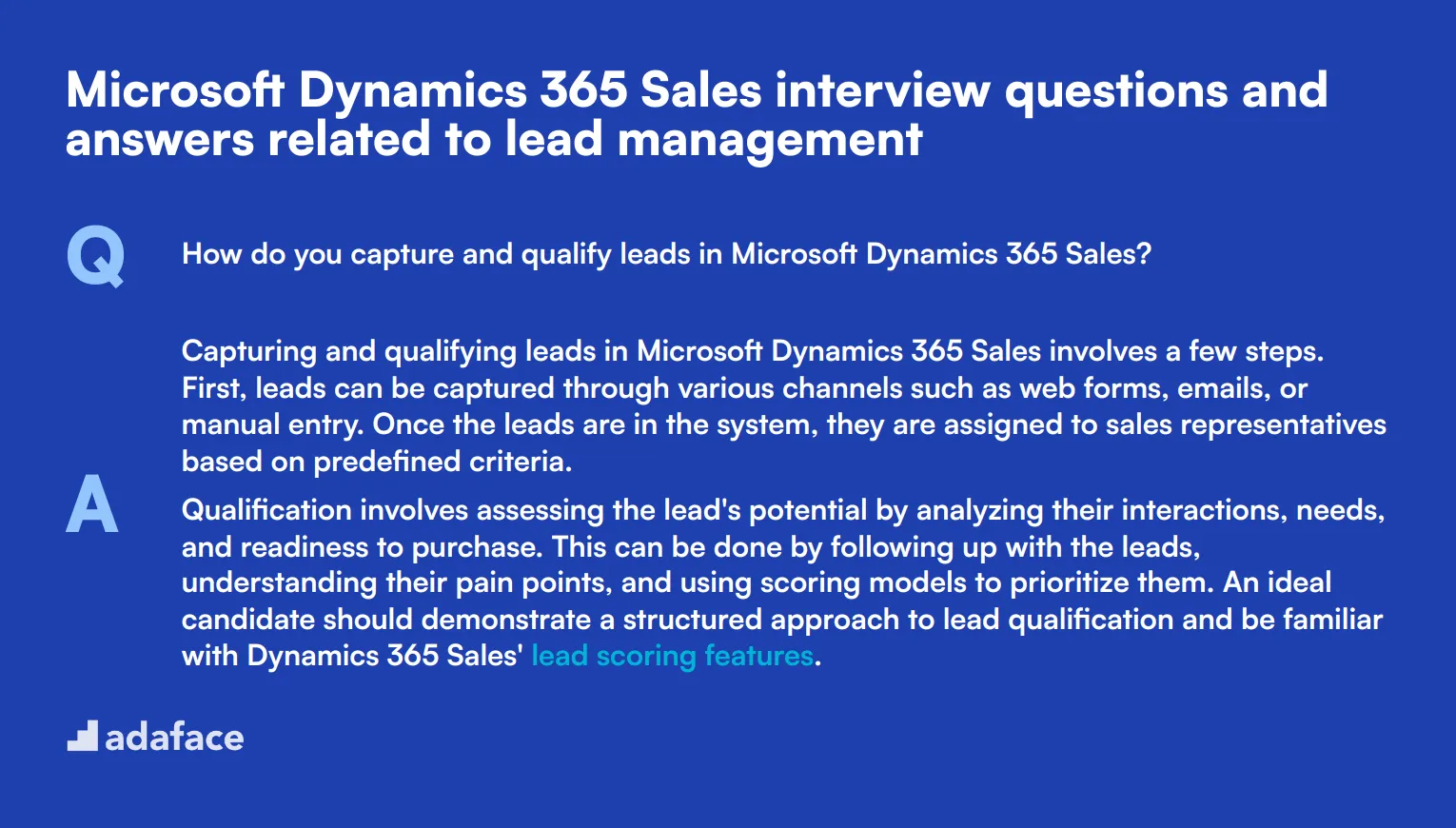 9 Microsoft Dynamics 365 Sales interview questions and answers related to lead management