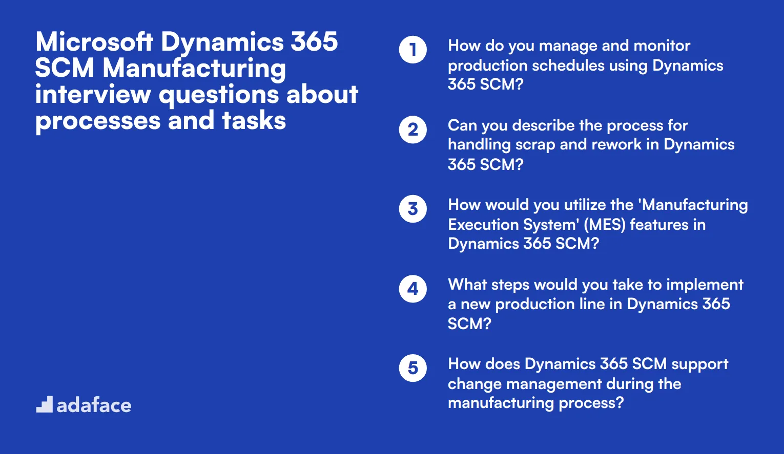 10 Microsoft Dynamics 365 SCM Manufacturing interview questions about processes and tasks