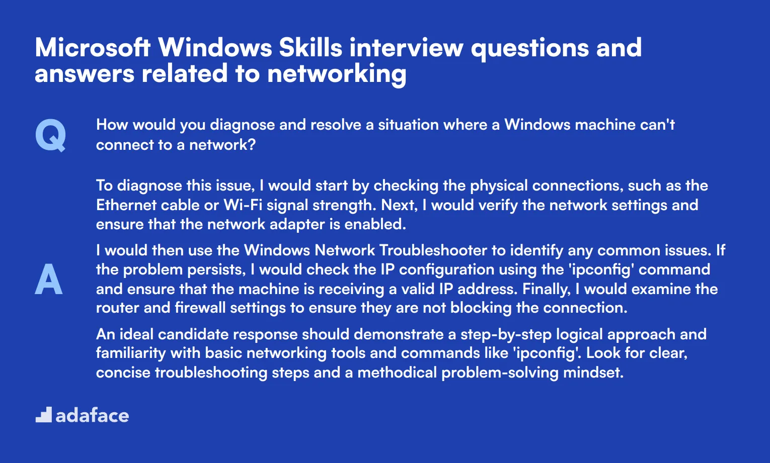 7 Microsoft Windows Skills interview questions and answers related to networking