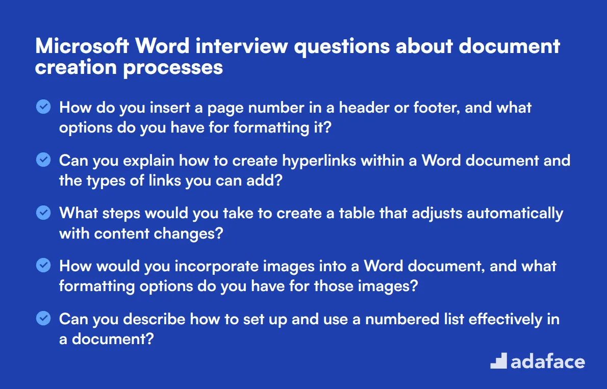 10 Microsoft Word interview questions about document creation processes