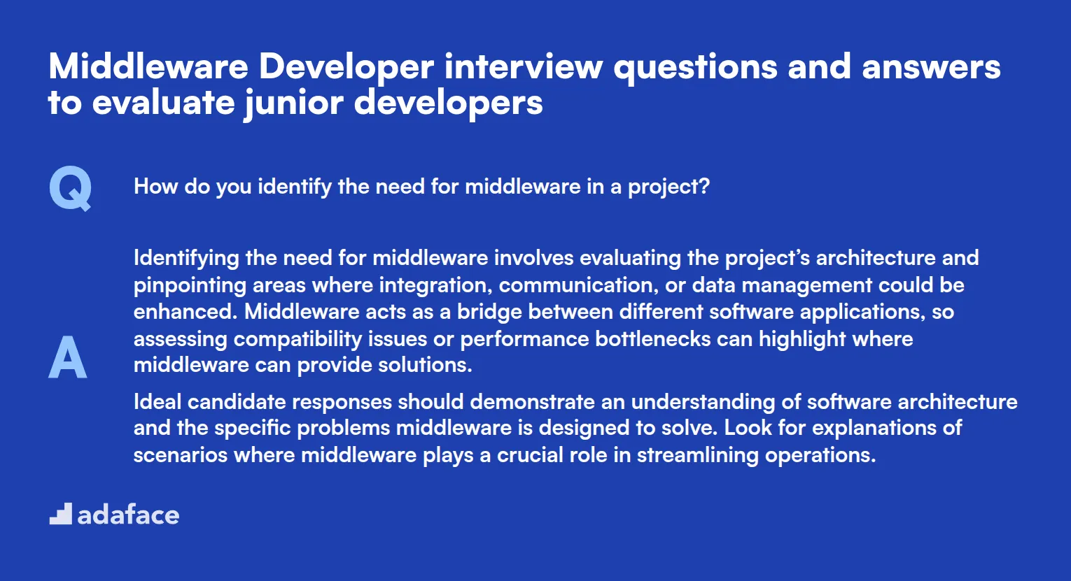 7 Middleware Developer interview questions and answers to evaluate junior developers