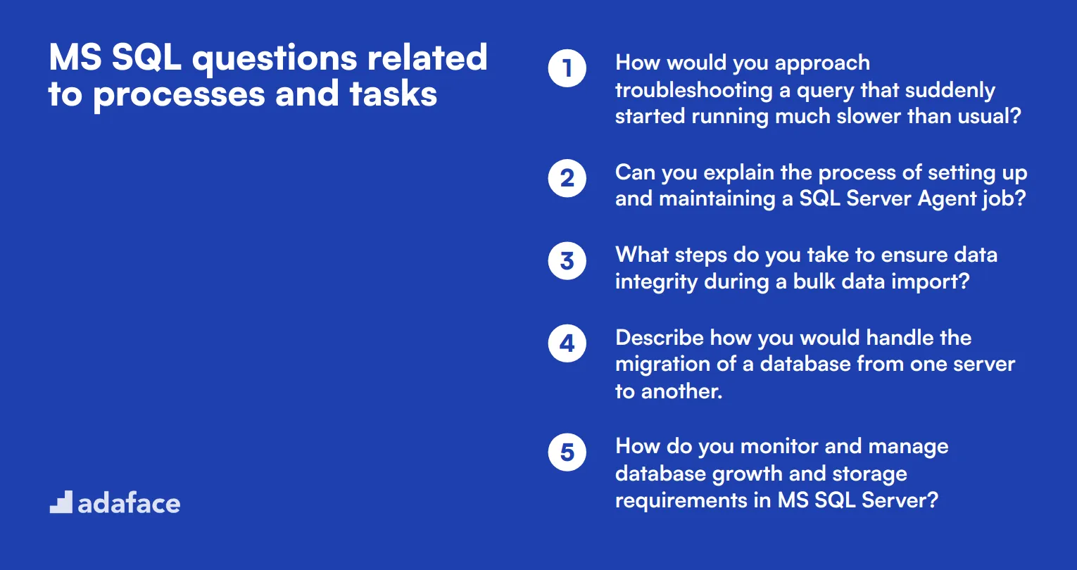 12 MS SQL questions related to processes and tasks