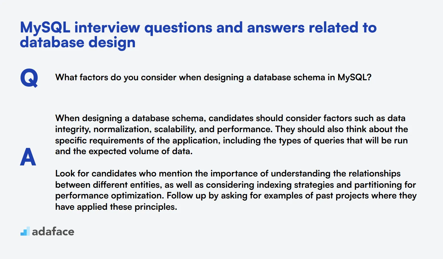 8 MySQL interview questions and answers related to database design