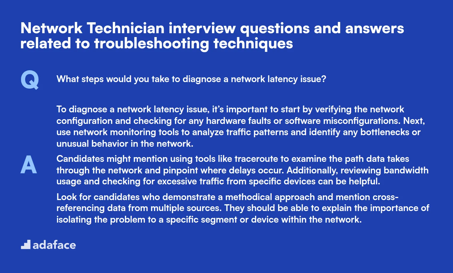 8 Network Technician interview questions and answers related to troubleshooting techniques