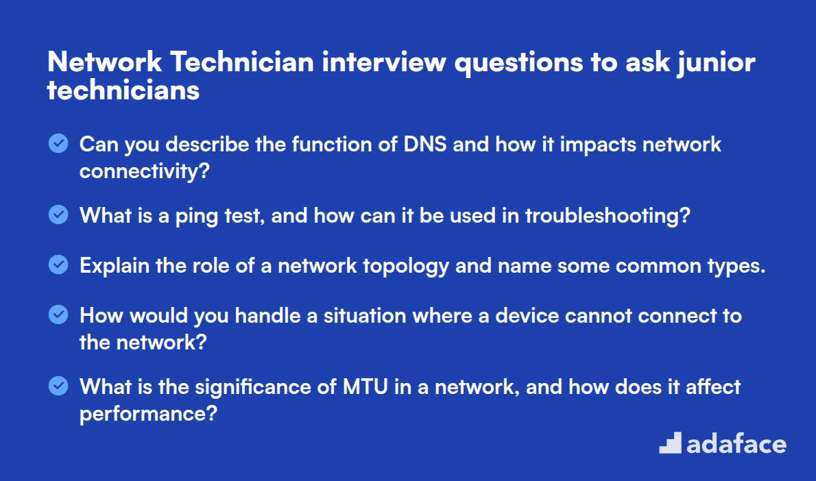 20 Network Technician interview questions to ask junior technicians