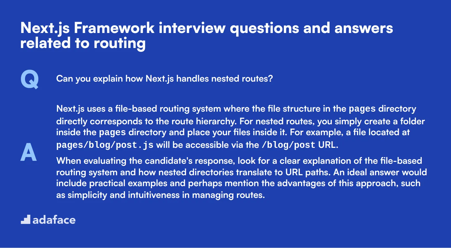 8 Next.js Framework interview questions and answers related to routing