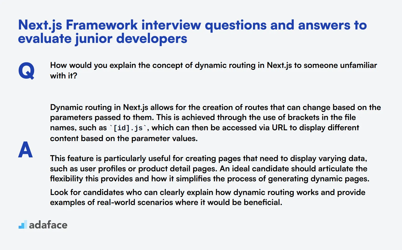 9 Next.js Framework interview questions and answers to evaluate junior developers