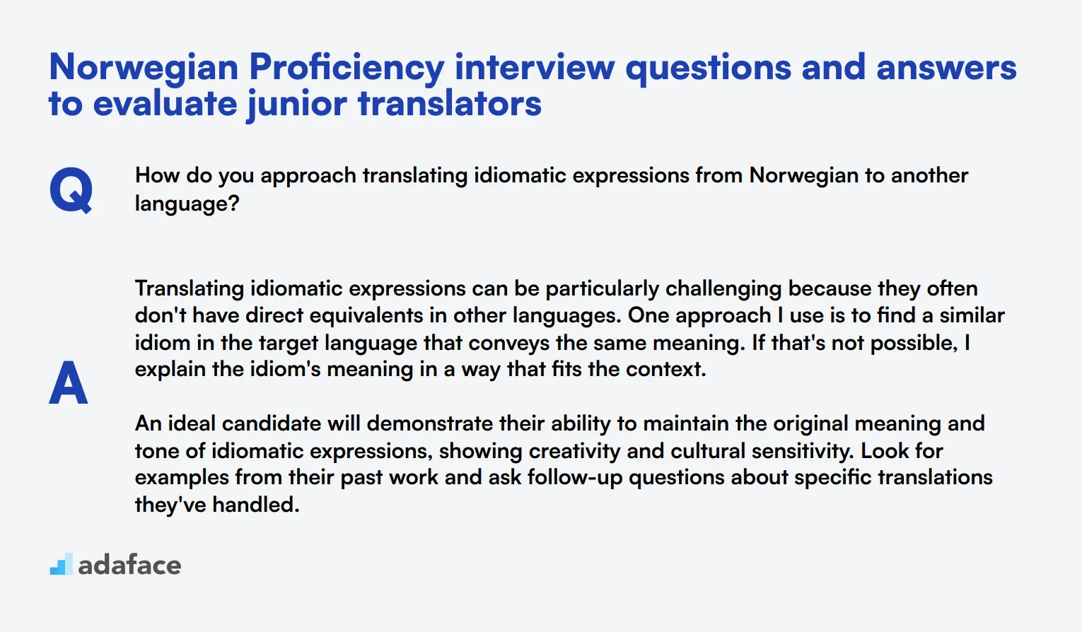 8 Norwegian Proficiency interview questions and answers to evaluate junior translators