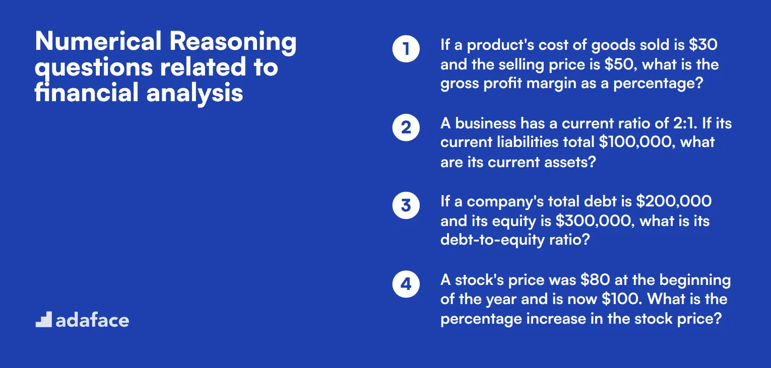 10 Numerical Reasoning questions related to financial analysis