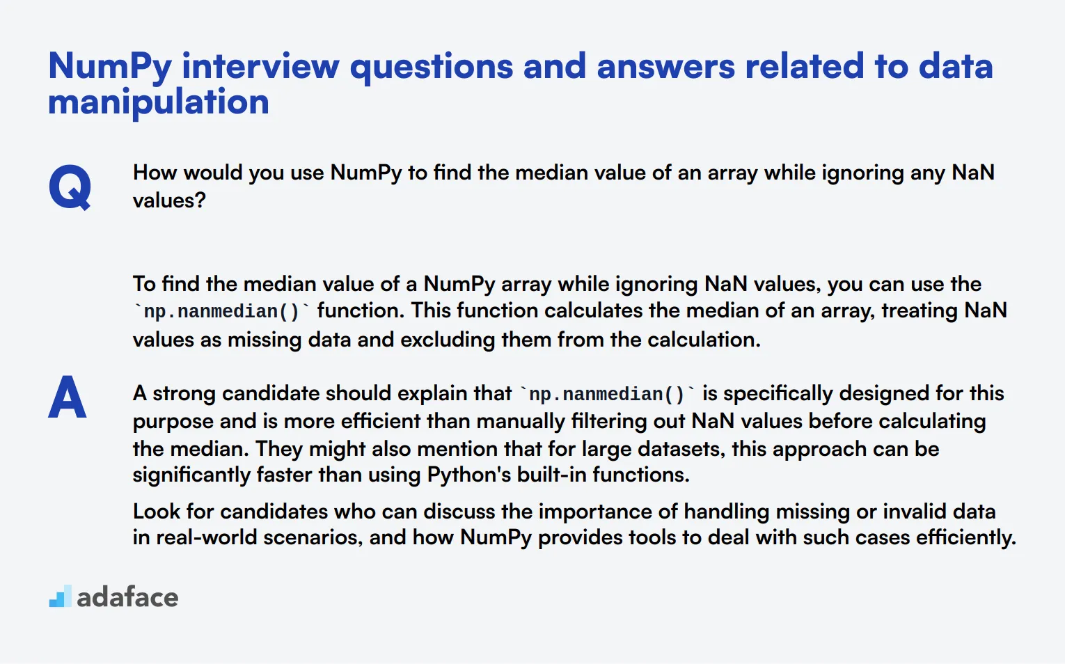 8 NumPy interview questions and answers related to data manipulation