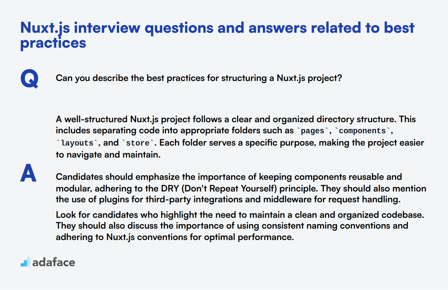 7 Nuxt.js interview questions and answers related to best practices