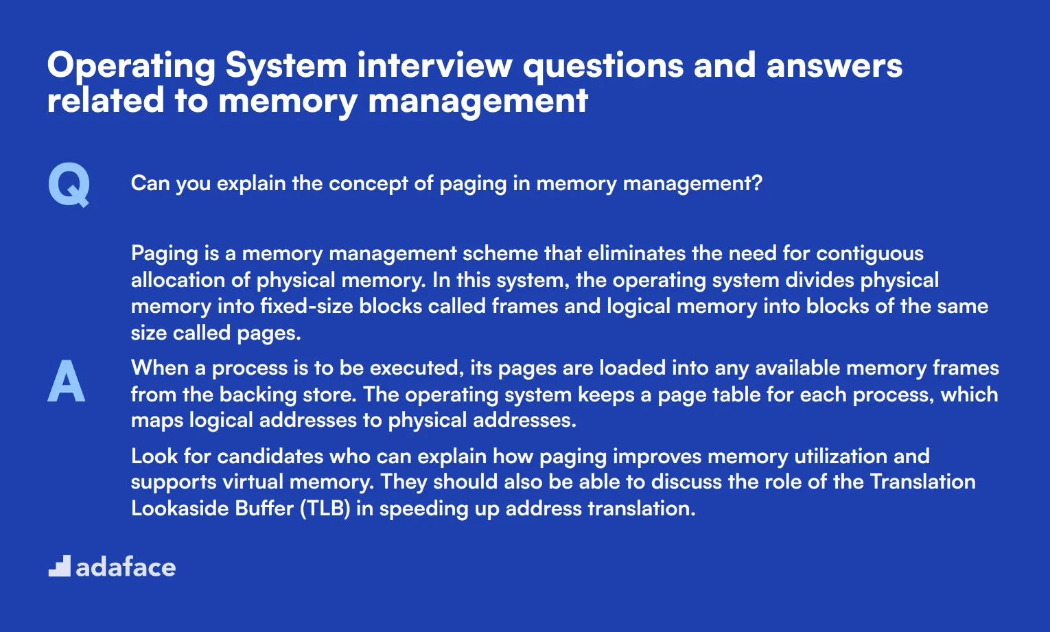 9 Operating System interview questions and answers related to memory management