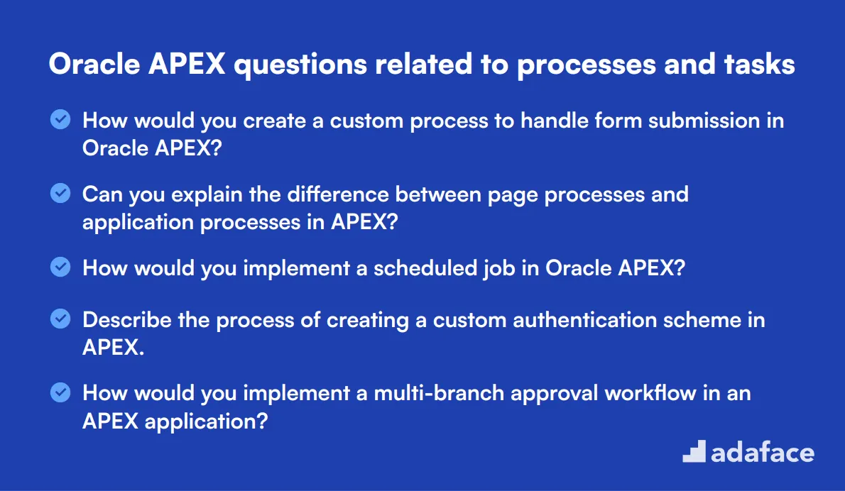 12 Oracle APEX questions related to processes and tasks