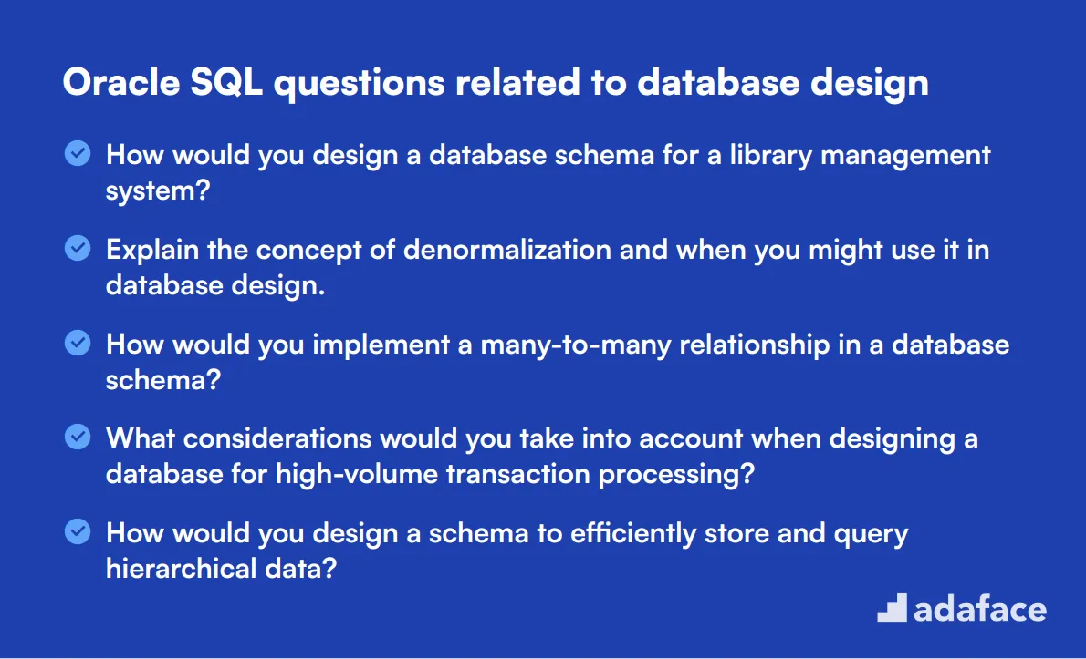 12 Oracle SQL questions related to database design