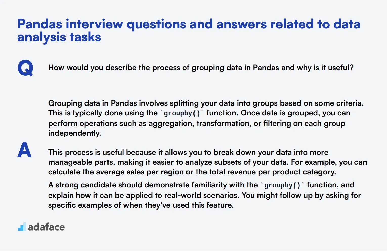 9 Pandas interview questions and answers related to data analysis tasks