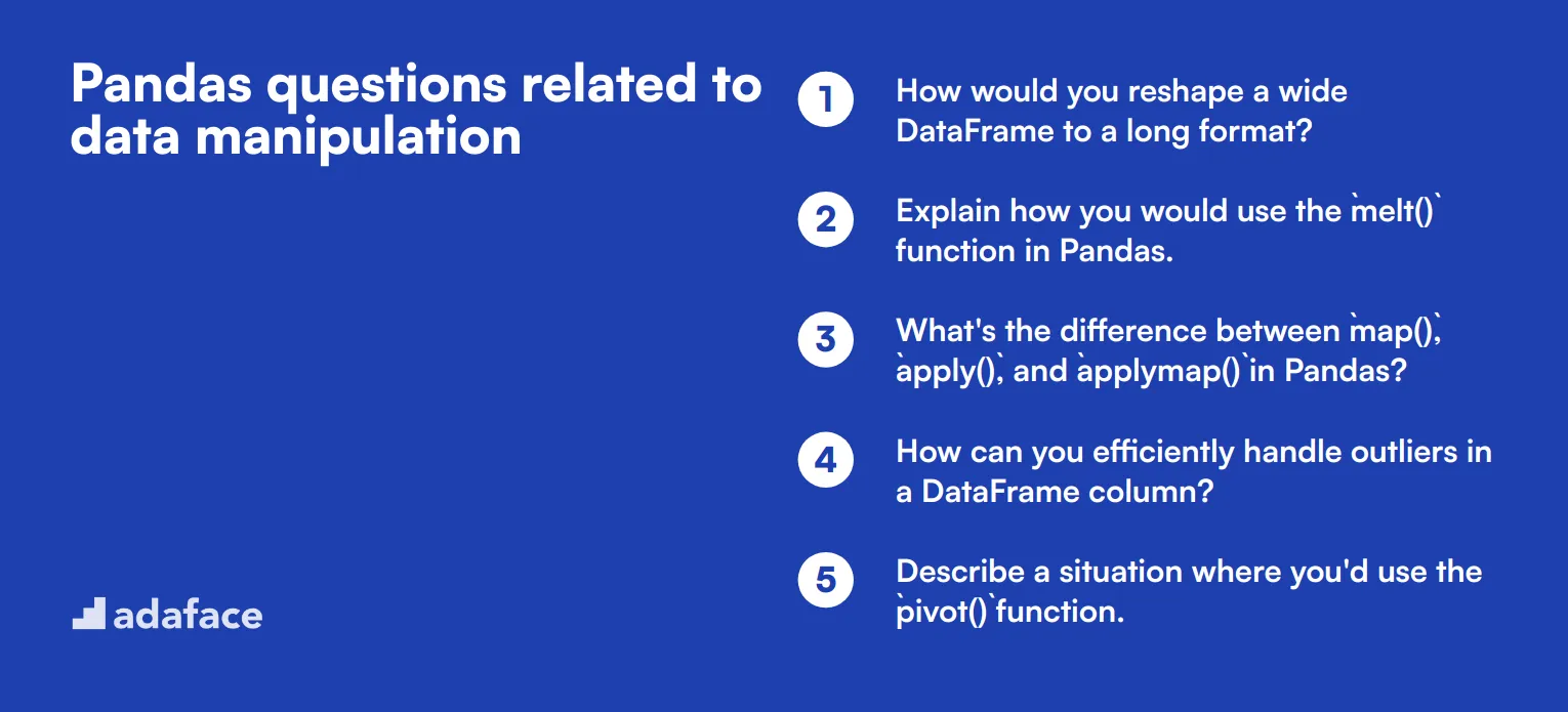 14 Pandas questions related to data manipulation