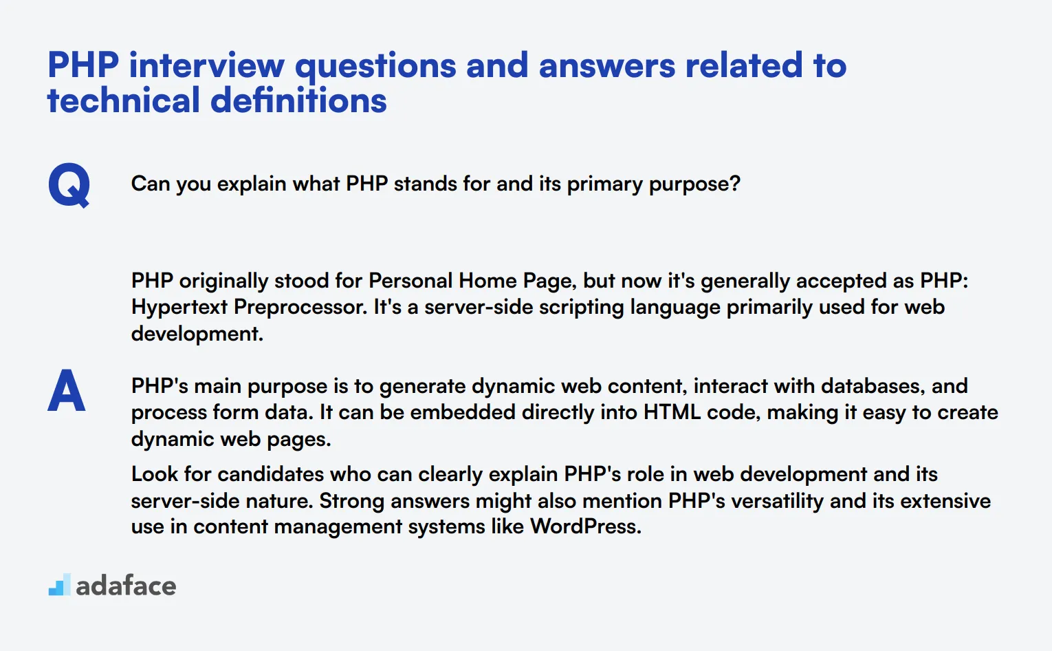 8 PHP interview questions and answers related to technical definitions