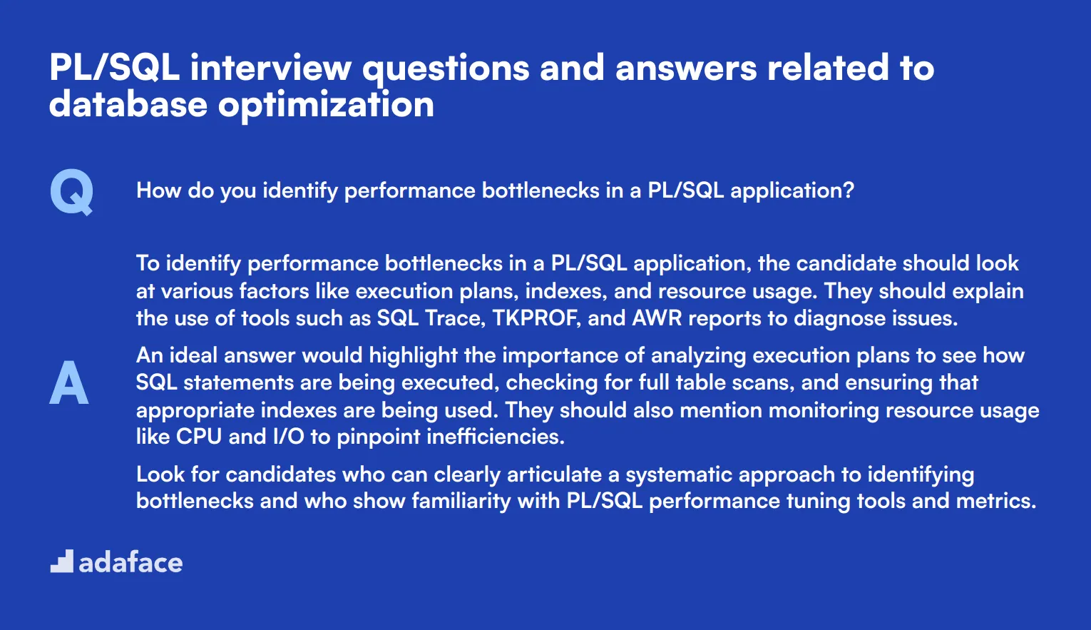 8 PL/SQL interview questions and answers related to database optimization