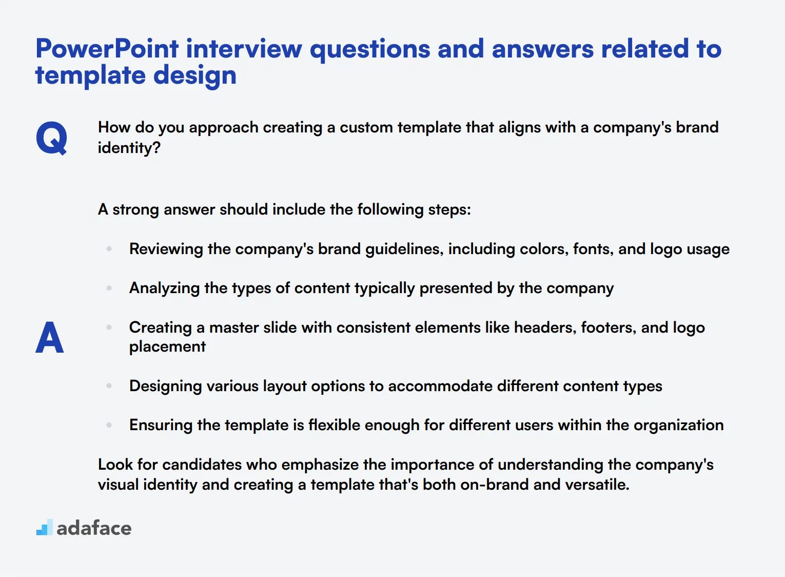 8 PowerPoint interview questions and answers related to template design