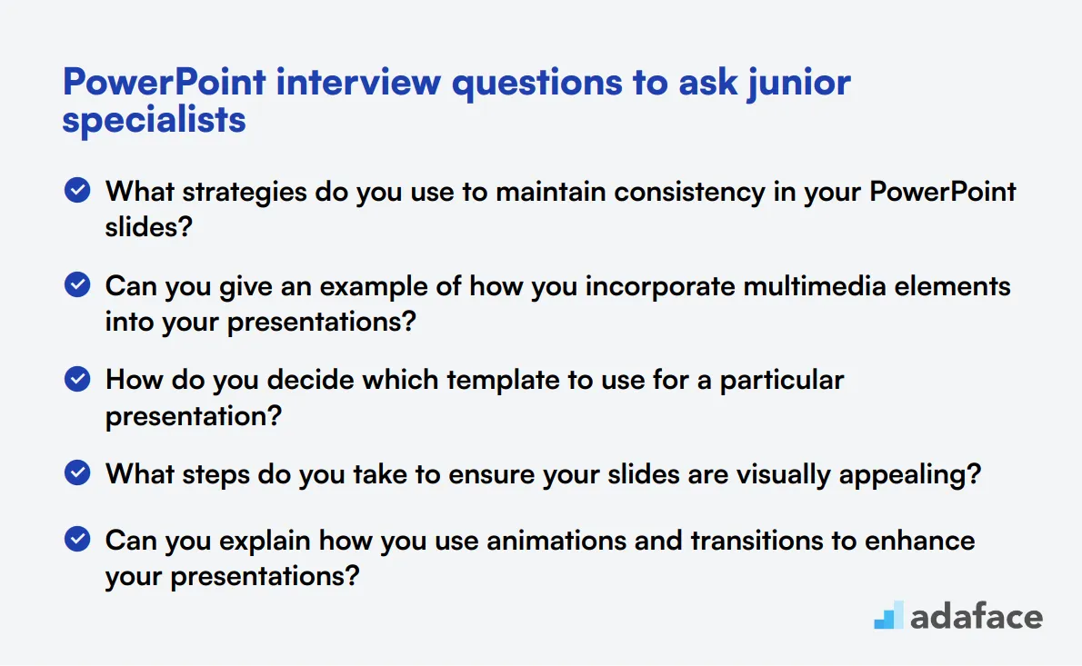 20 PowerPoint interview questions to ask junior specialists