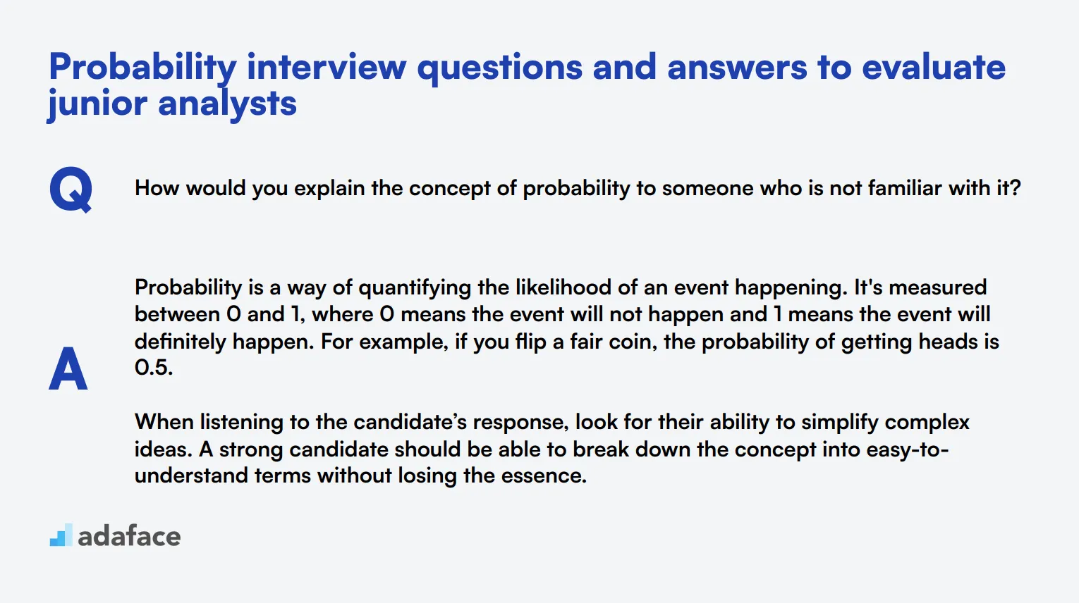 7 Probability interview questions and answers to evaluate junior analysts