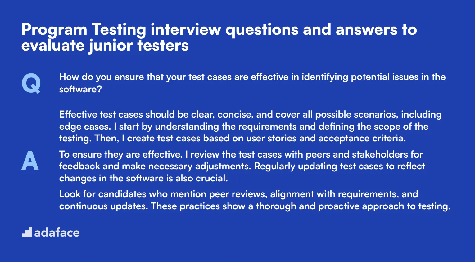 8 Program Testing interview questions and answers to evaluate junior testers