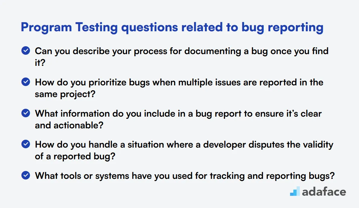 10 Program Testing questions related to bug reporting