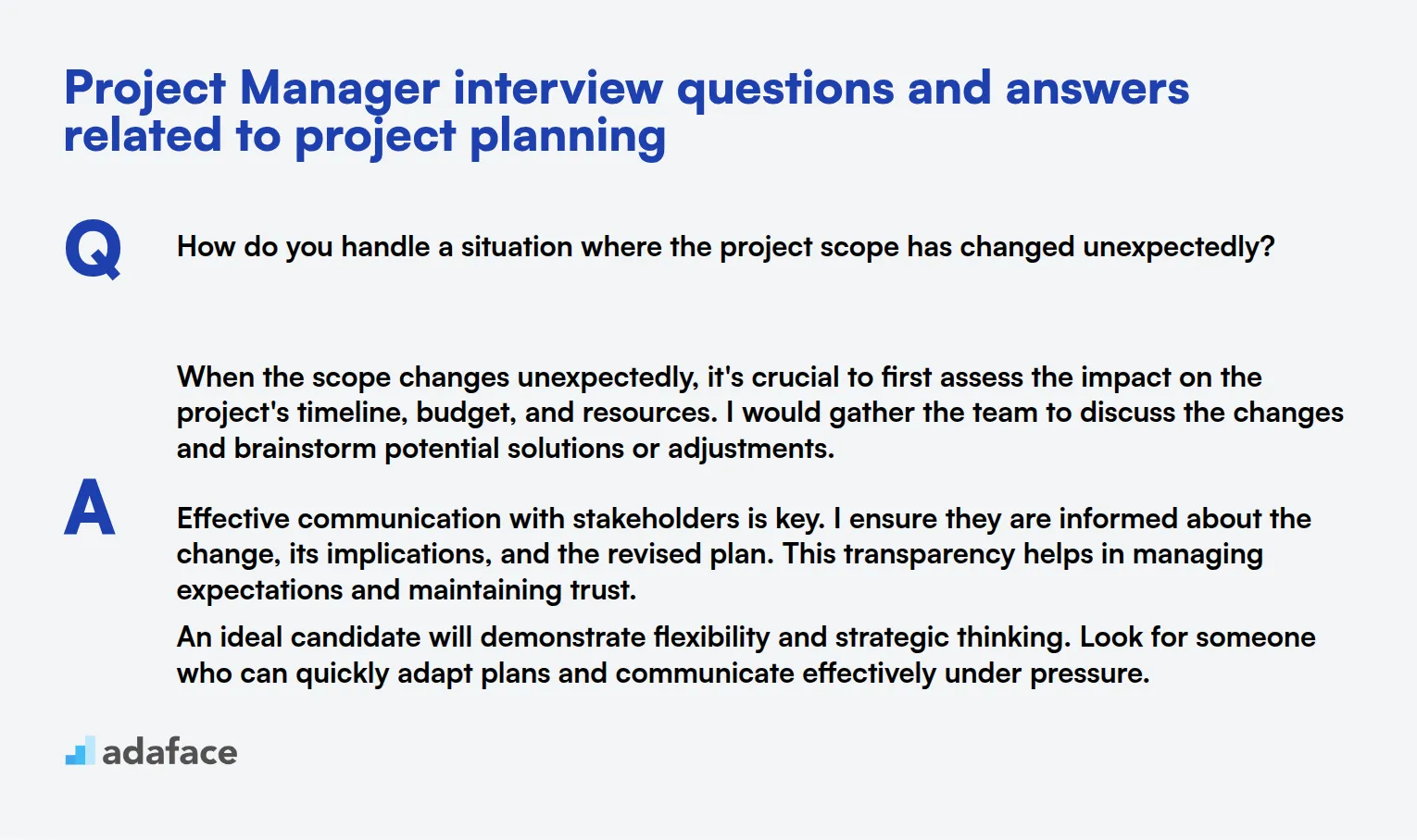 8 Project Manager interview questions and answers related to project planning