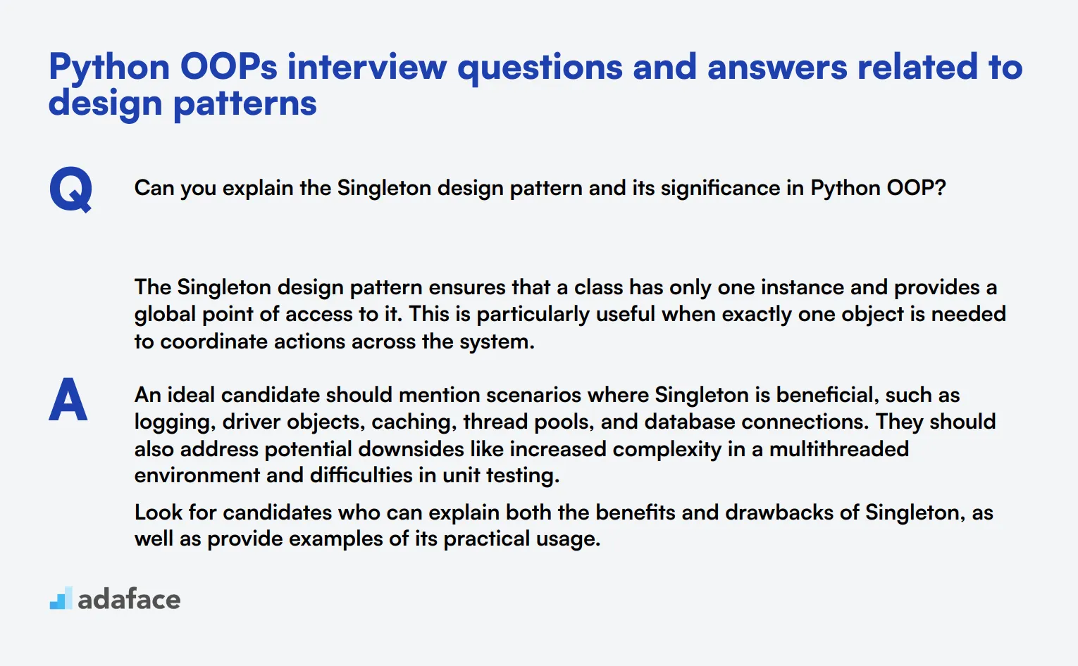 7 Python OOPs interview questions and answers related to design patterns