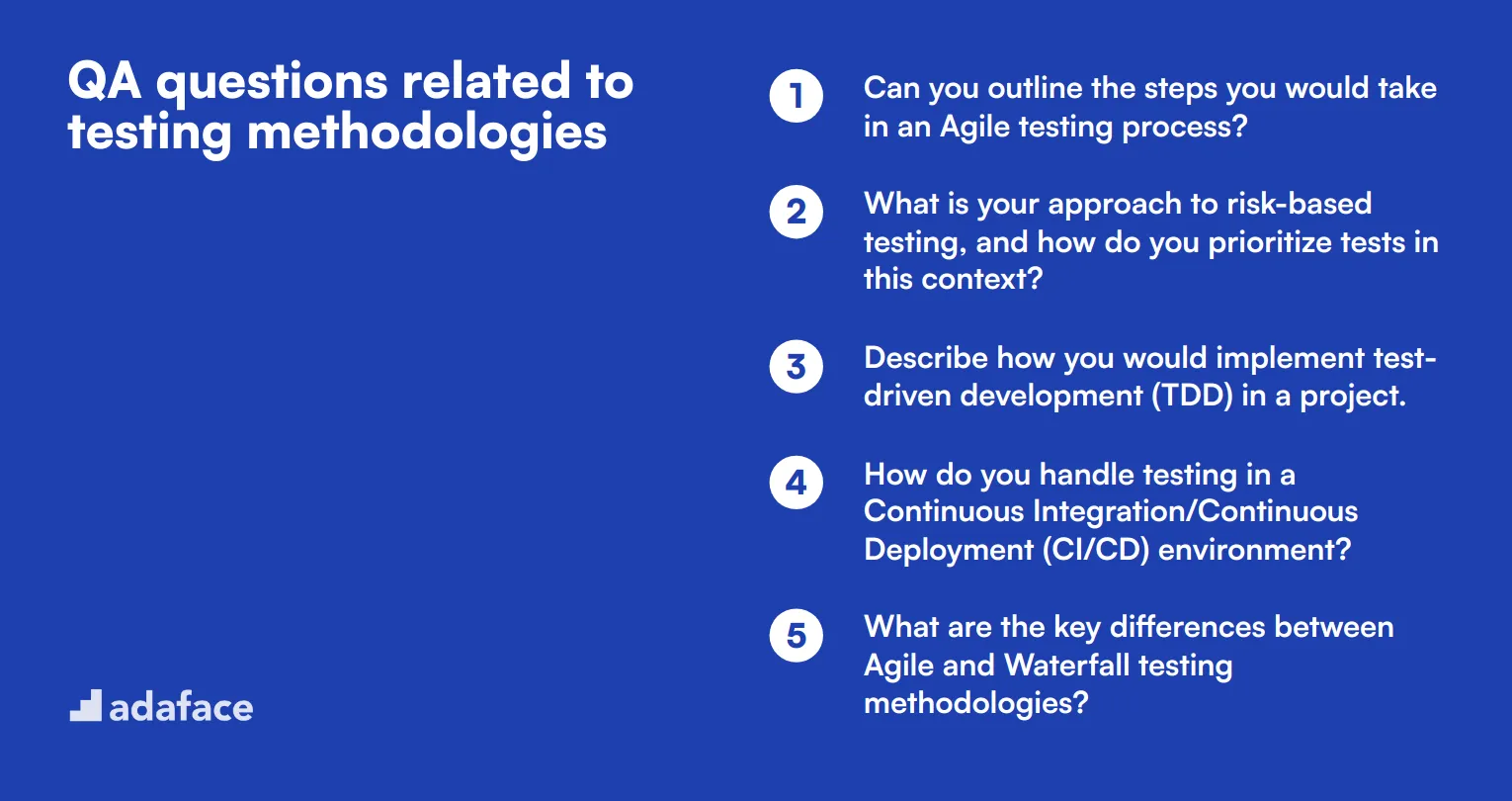 12 QA questions related to testing methodologies