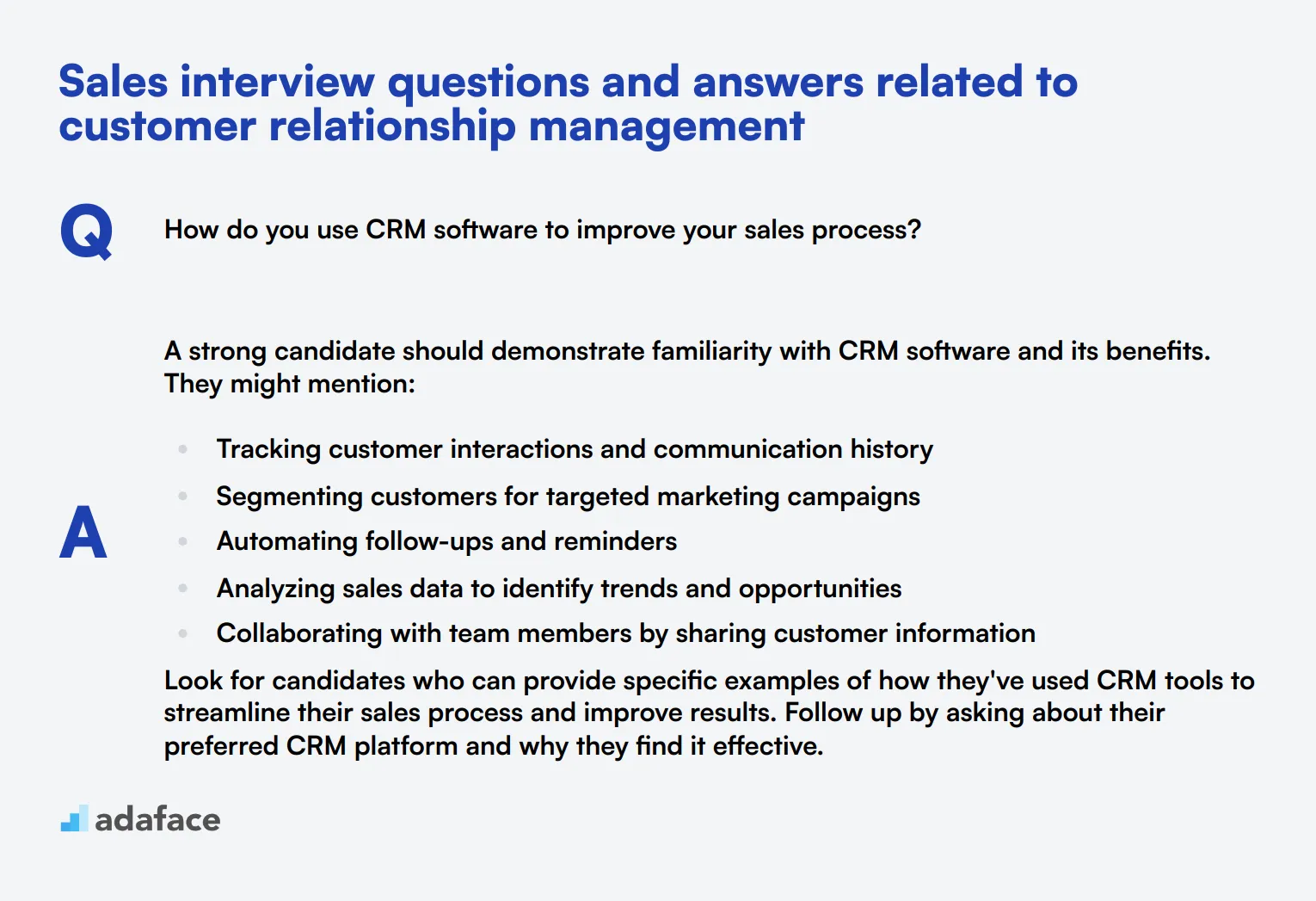 9 Sales interview questions and answers related to customer relationship management