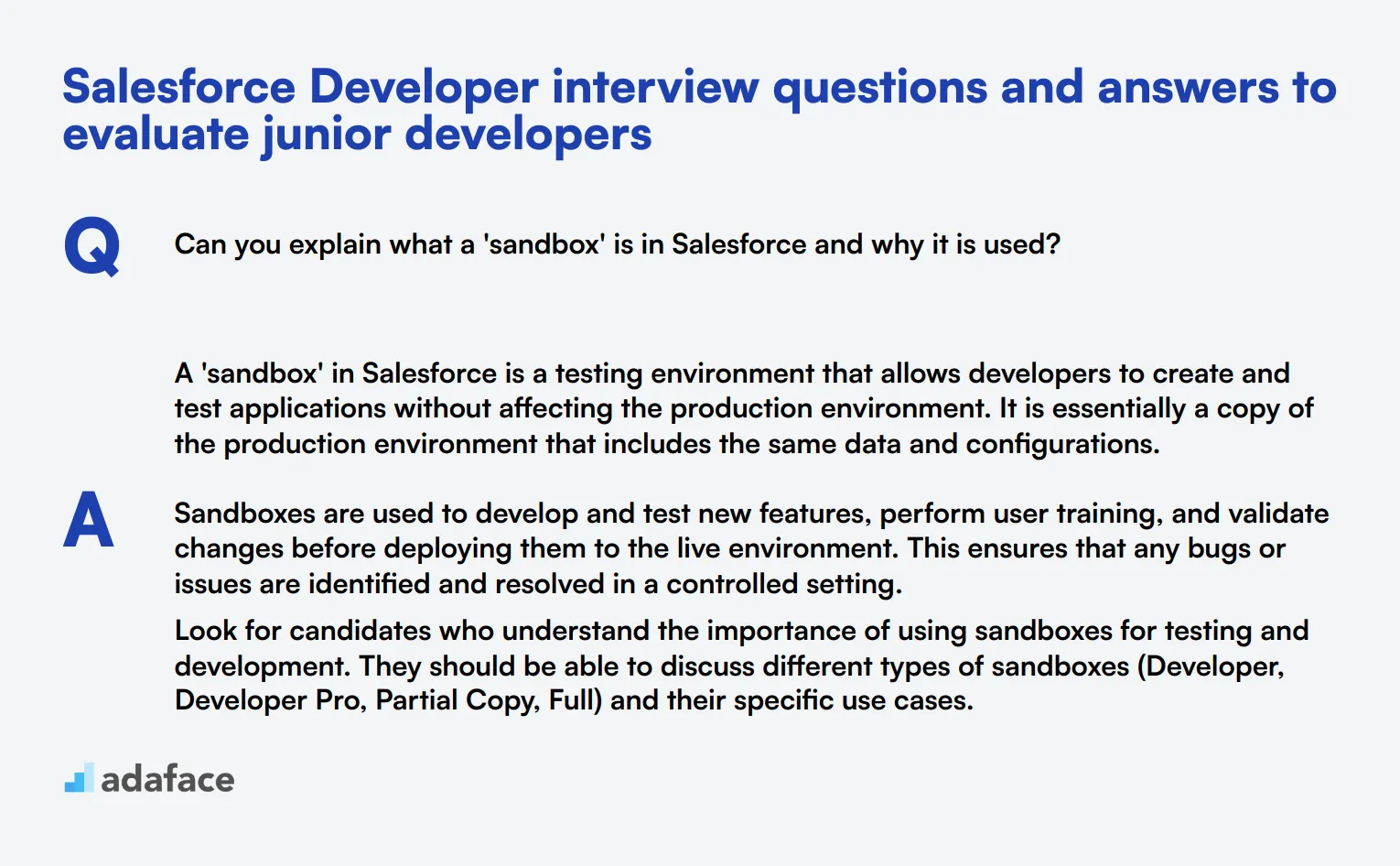 8 Salesforce Developer interview questions and answers to evaluate junior developers