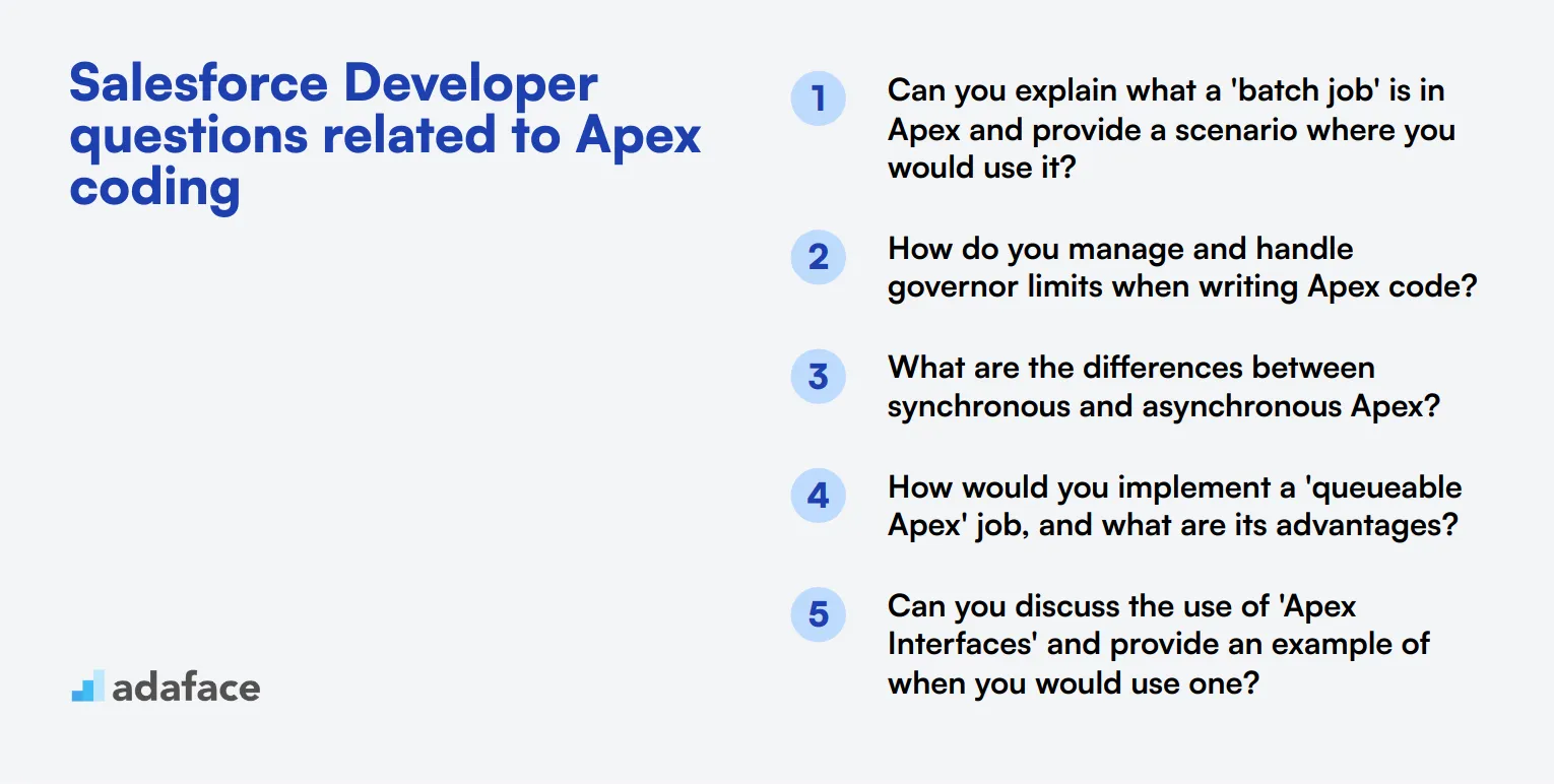 10 Salesforce Developer questions related to Apex coding