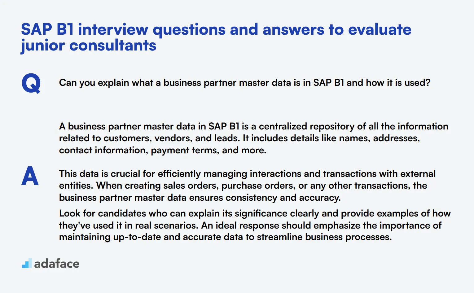 8 SAP B1 interview questions and answers to evaluate junior consultants