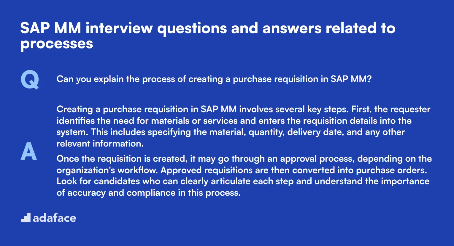 8 SAP MM interview questions and answers related to processes