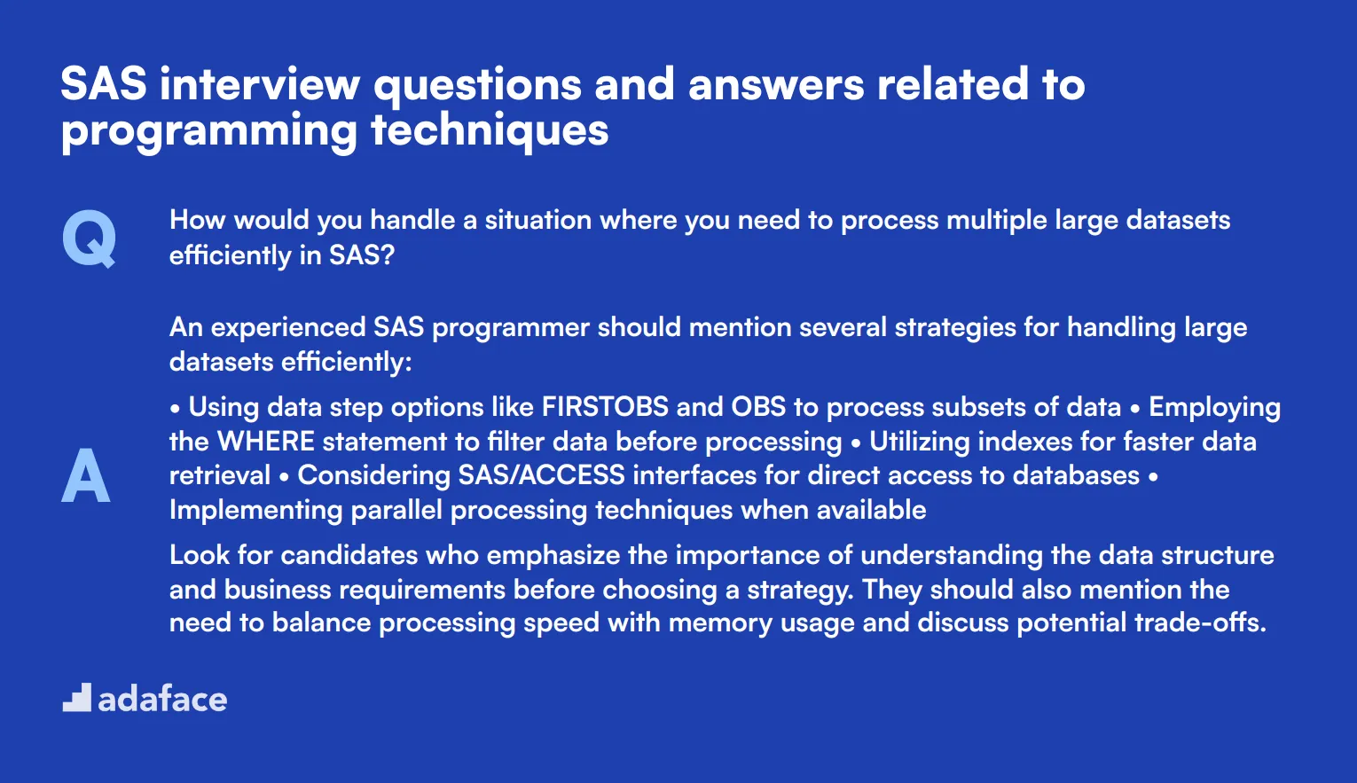 8 SAS interview questions and answers related to programming techniques