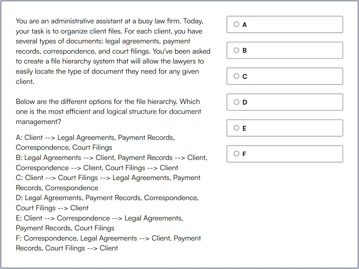 Administrative Assistant Test sample question